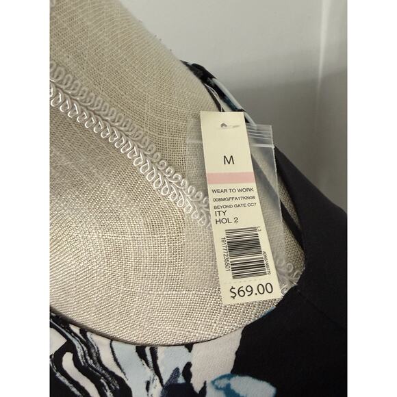 NEW The Limited Blue Floral Print Blouse top 3/4 Open Sleeve Office MEDIUM $69 - Picture 3 of 4